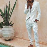 White Linen Blazer Jacket for Men - AYA SW IDR