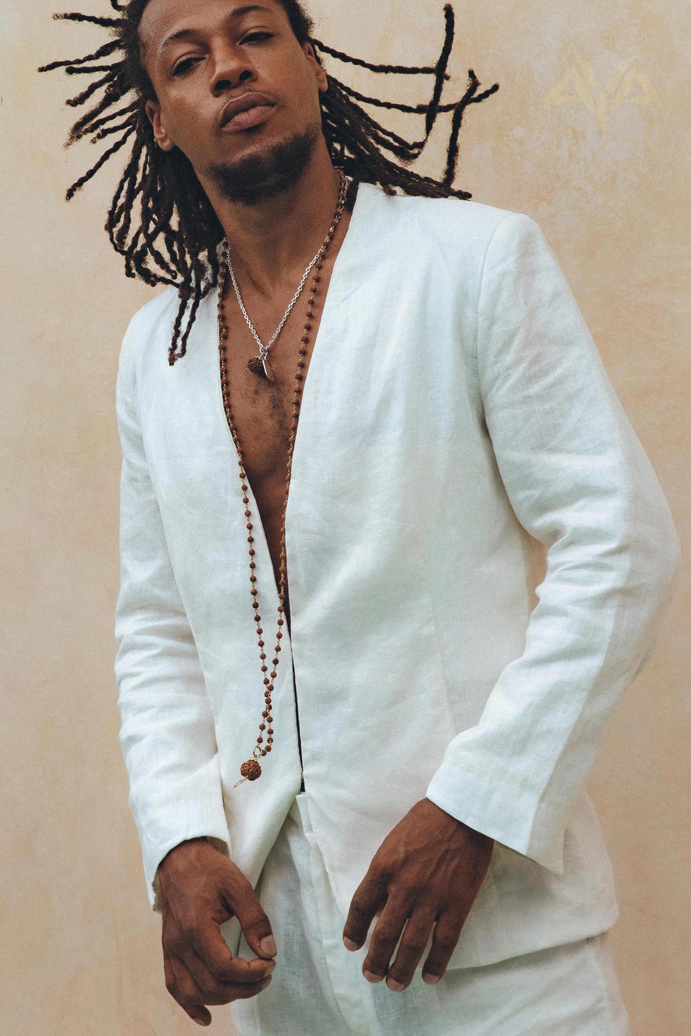 White Linen Blazer Jacket for Men - AYA SW IDR