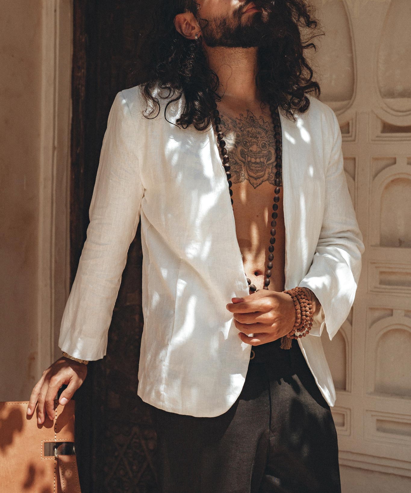 White Linen Blazer Jacket for Men - AYA SW IDR
