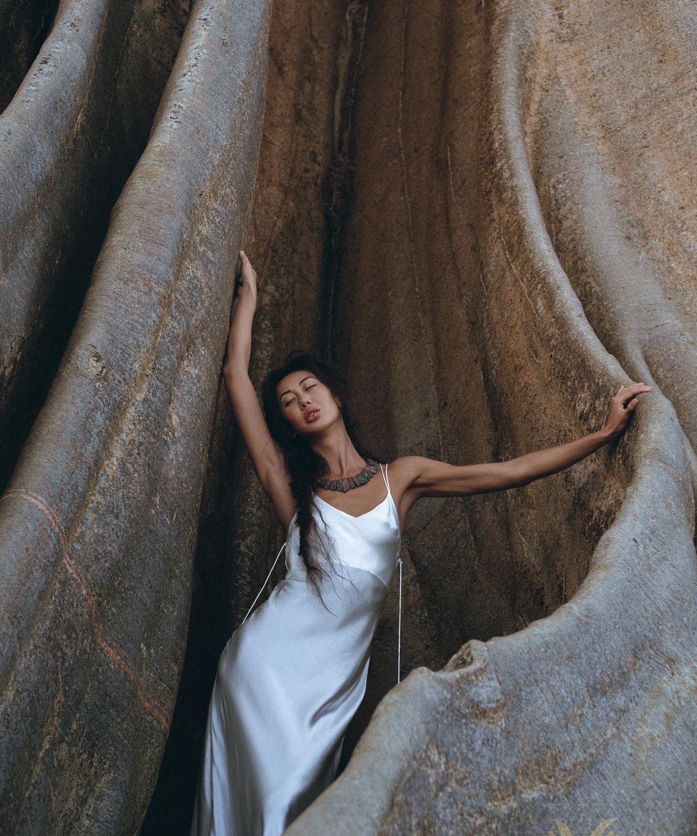White Peace Silk Simple Wedding Dress • Natural Silk Boho Dress Women - AYA SW IDR