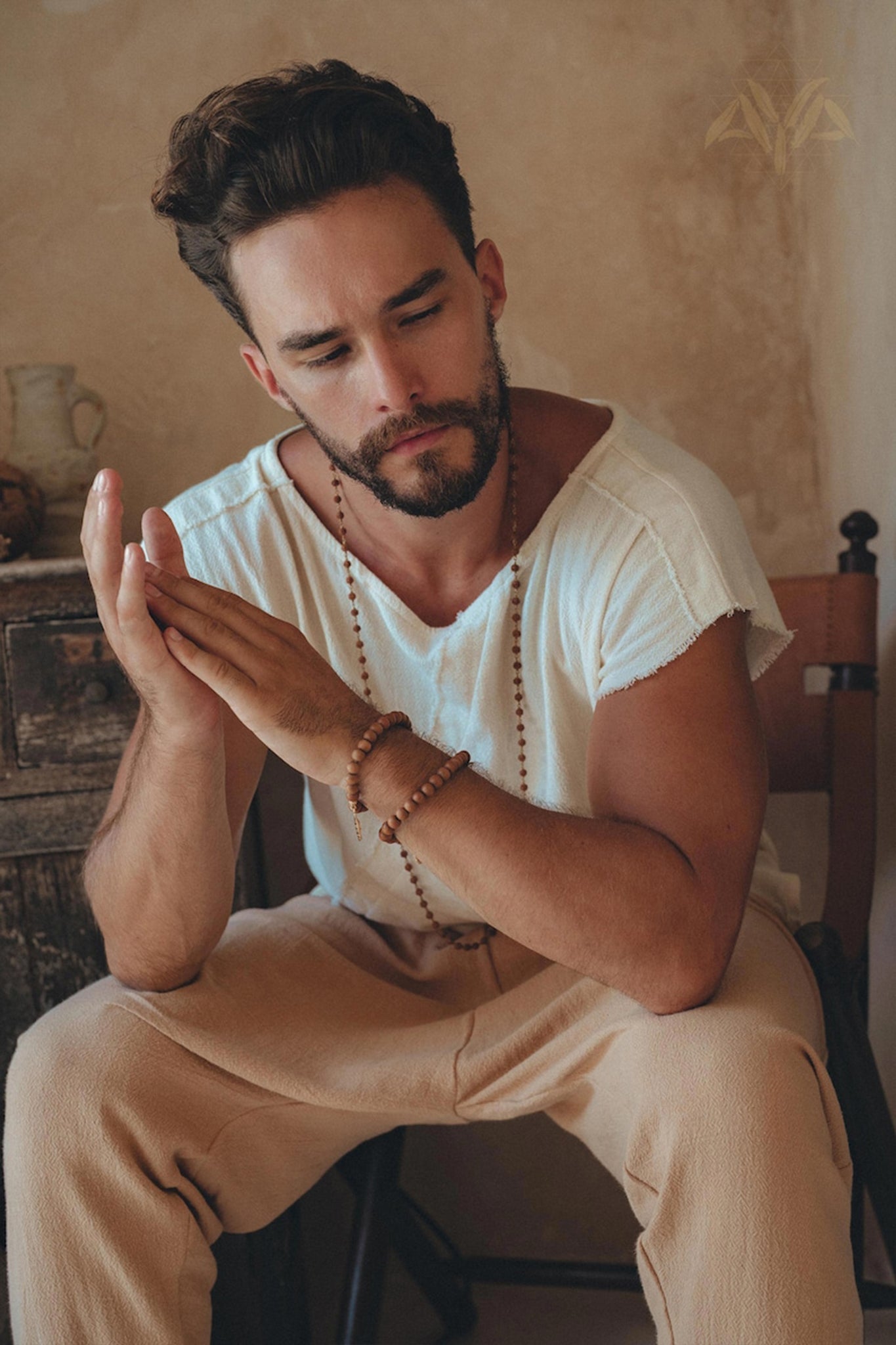 White Raw Edge Thick Cotton Top Tee for Men - AYA SW IDR