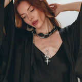 Wide Sleeve Bohemian Kaftan Cardigan • Black Peace Silk Kimono Robe - AYA SW IDR