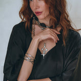 Wide Sleeve Bohemian Kaftan Cardigan • Black Peace Silk Kimono Robe - AYA SW IDR