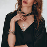 Wide Sleeve Bohemian Kaftan Cardigan • Black Peace Silk Kimono Robe - AYA SW IDR