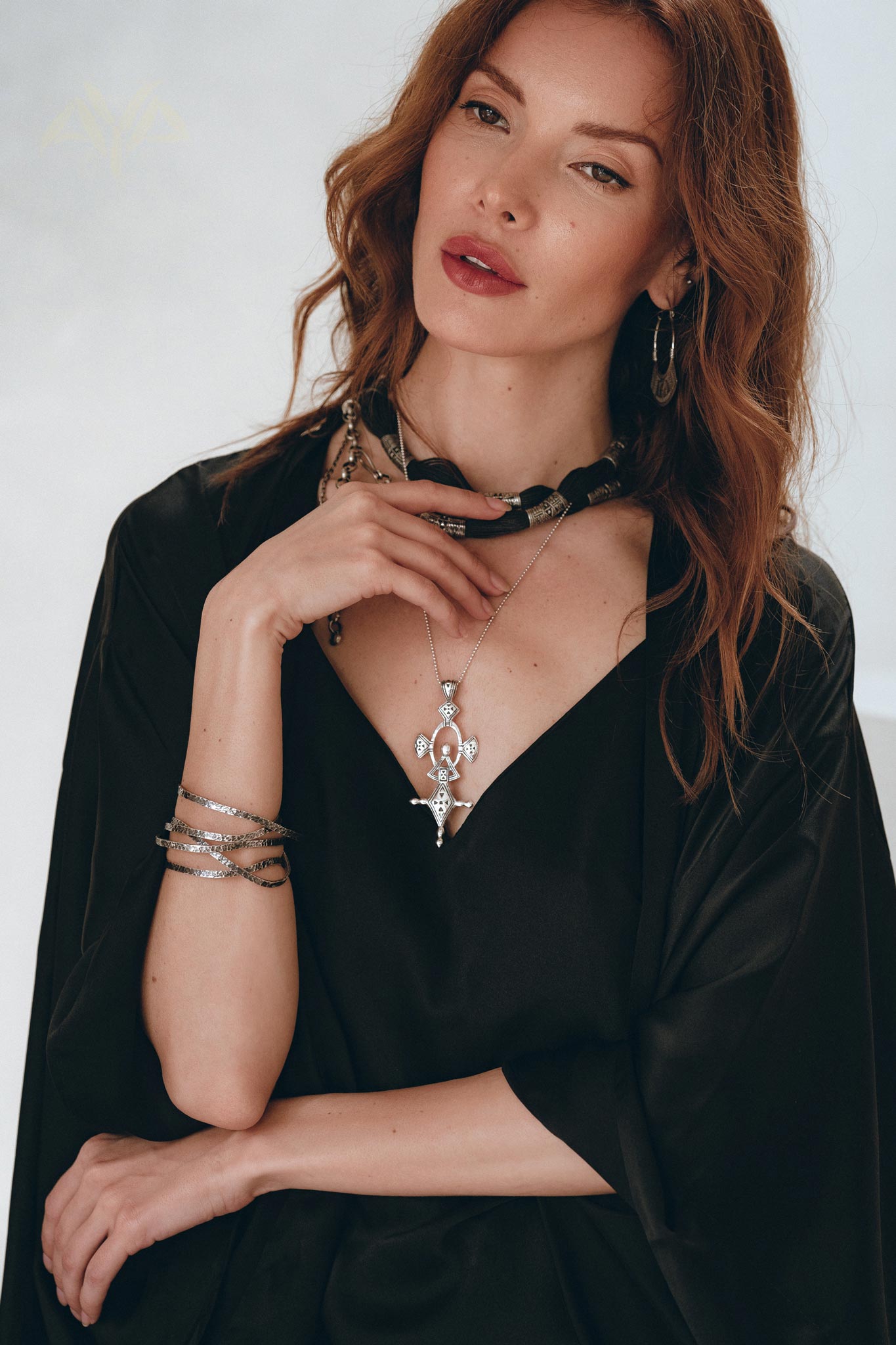 Wide Sleeve Bohemian Kaftan Cardigan • Black Peace Silk Kimono Robe - AYA SW IDR