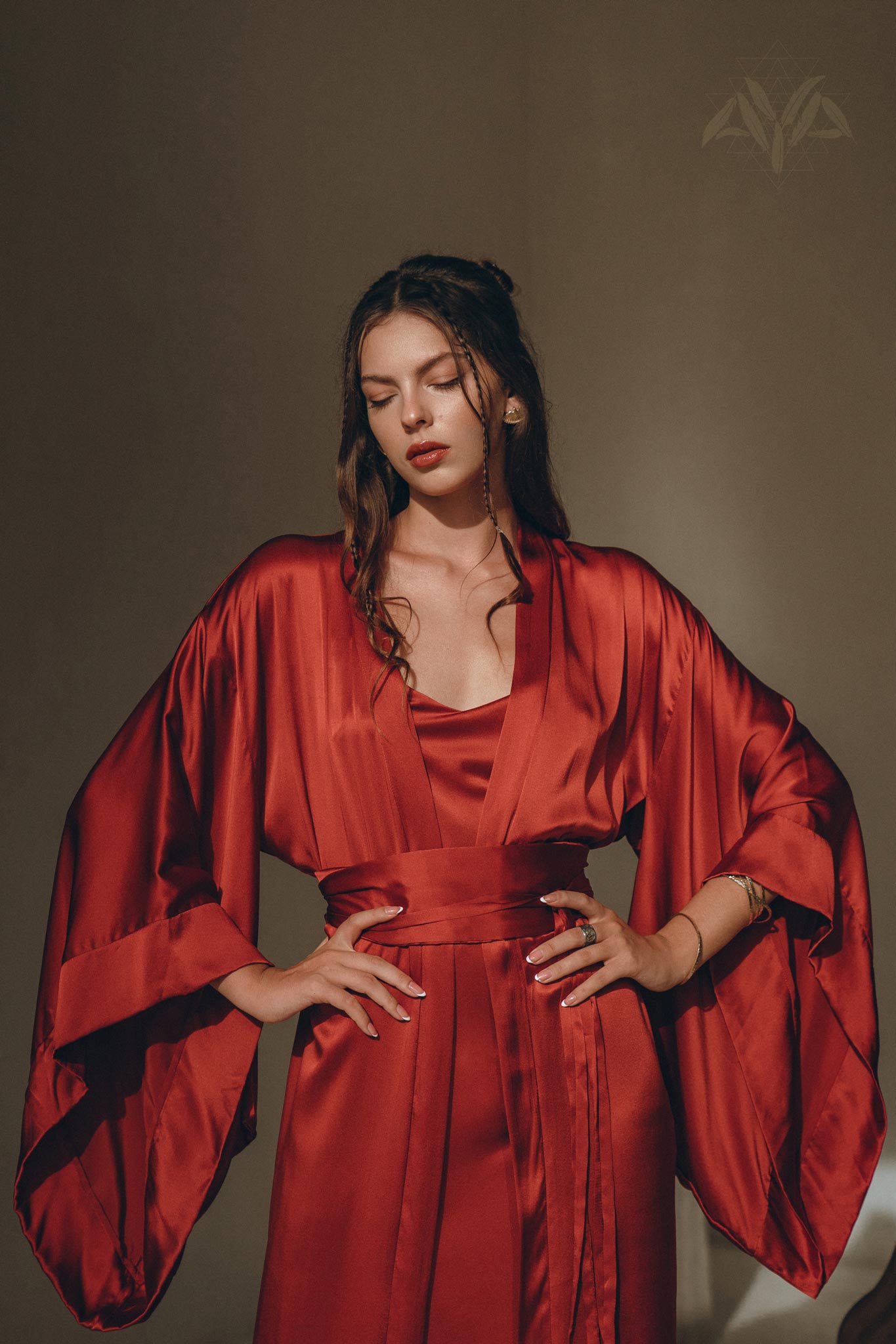 Wine Red Silk Boho Kimono Cover • Wide Sleeve Bohemian Kaftan Cardigan - AYA SW IDR