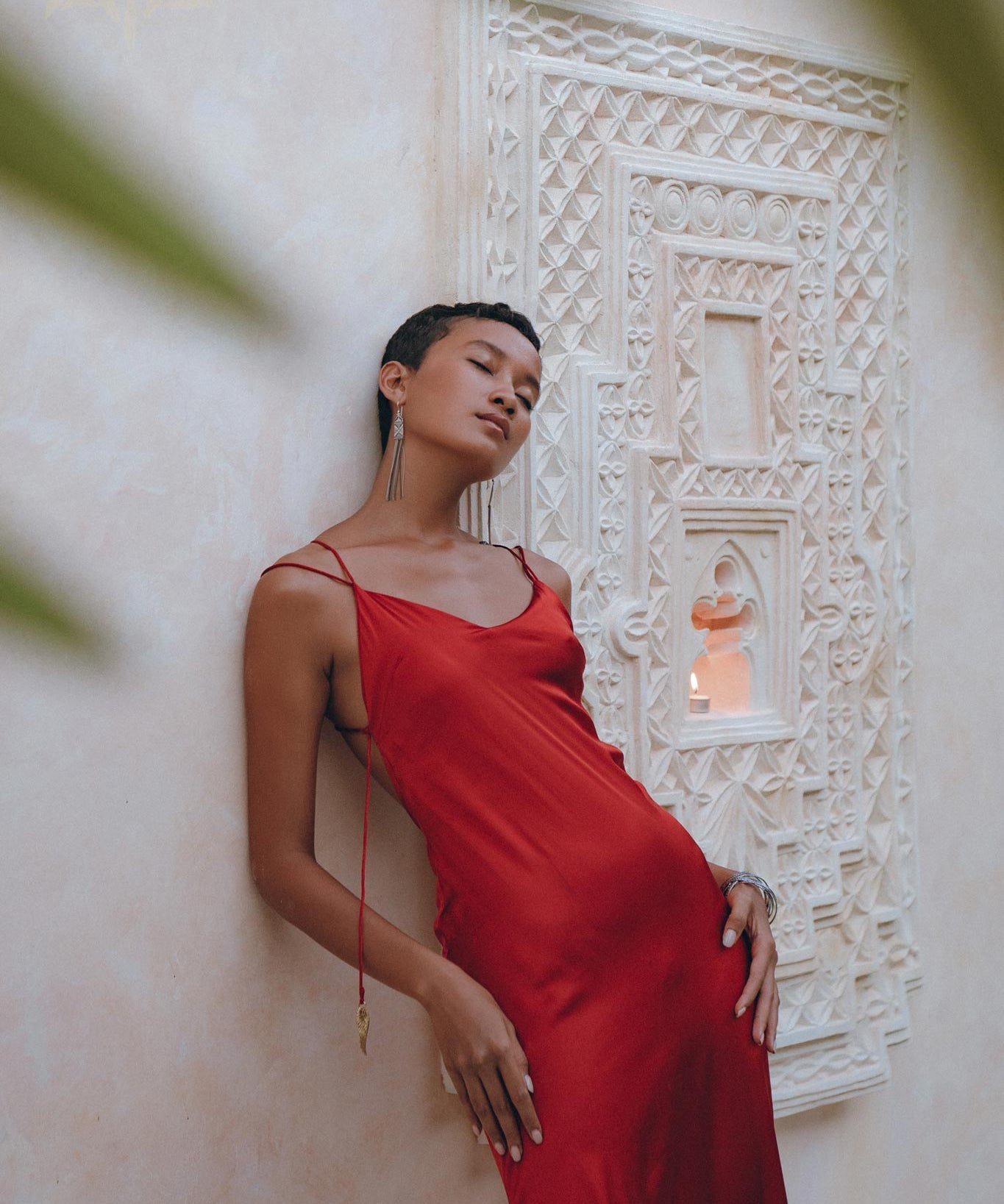 Wine Red Silk Slip Dress • Peace Silk Dress • Evening Bohemian Dress - AYA SW IDR