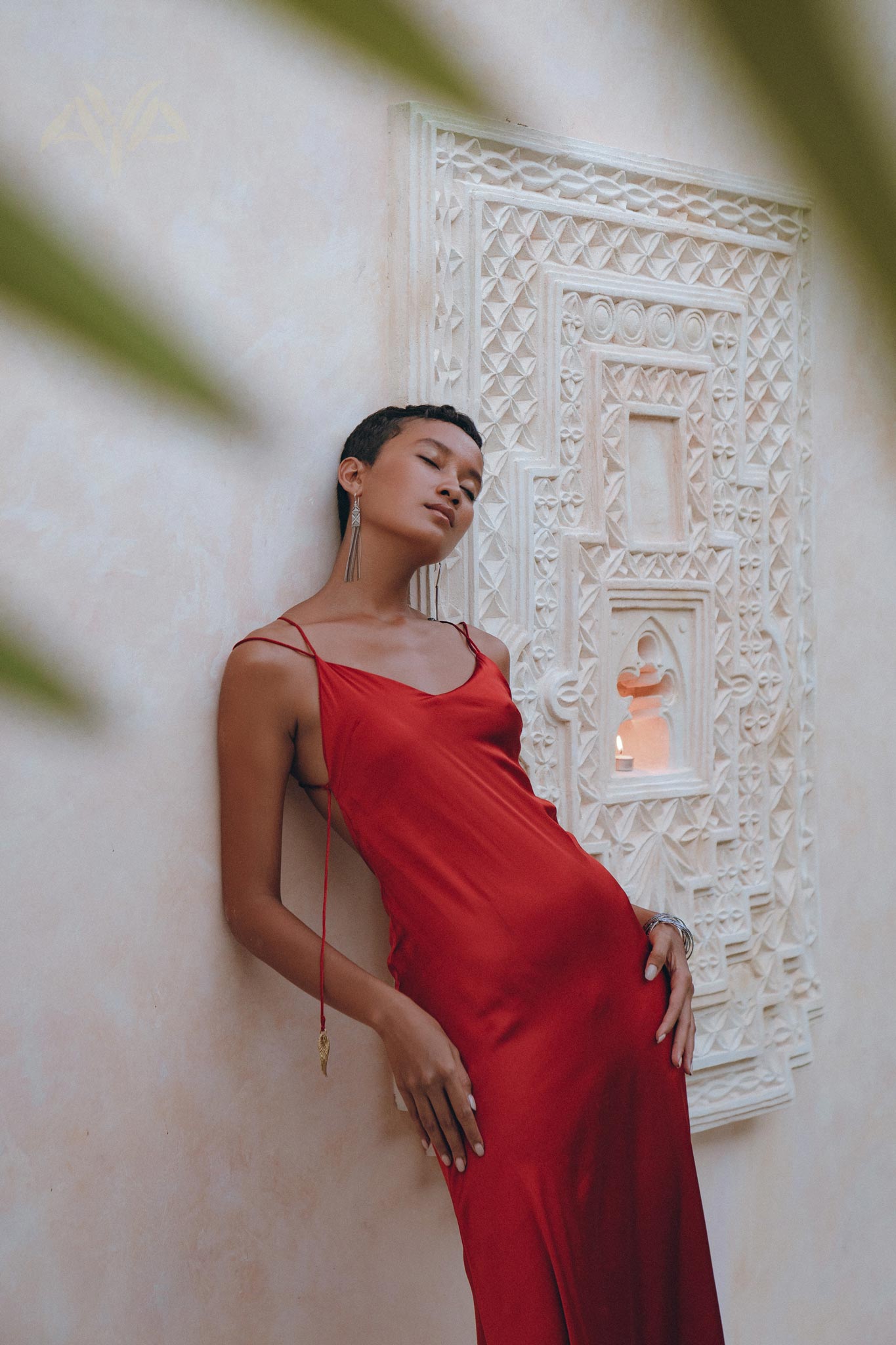 Wine Red Silk Slip Dress • Peace Silk Dress • Evening Bohemian Dress - AYA SW IDR