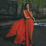 Feel like a boho goddess in this elegant Wine Red Belted Crochet Dress. 