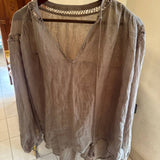 WTP/S014/All makrame shirt pure french linen puff sleeves - AYA SW IDR