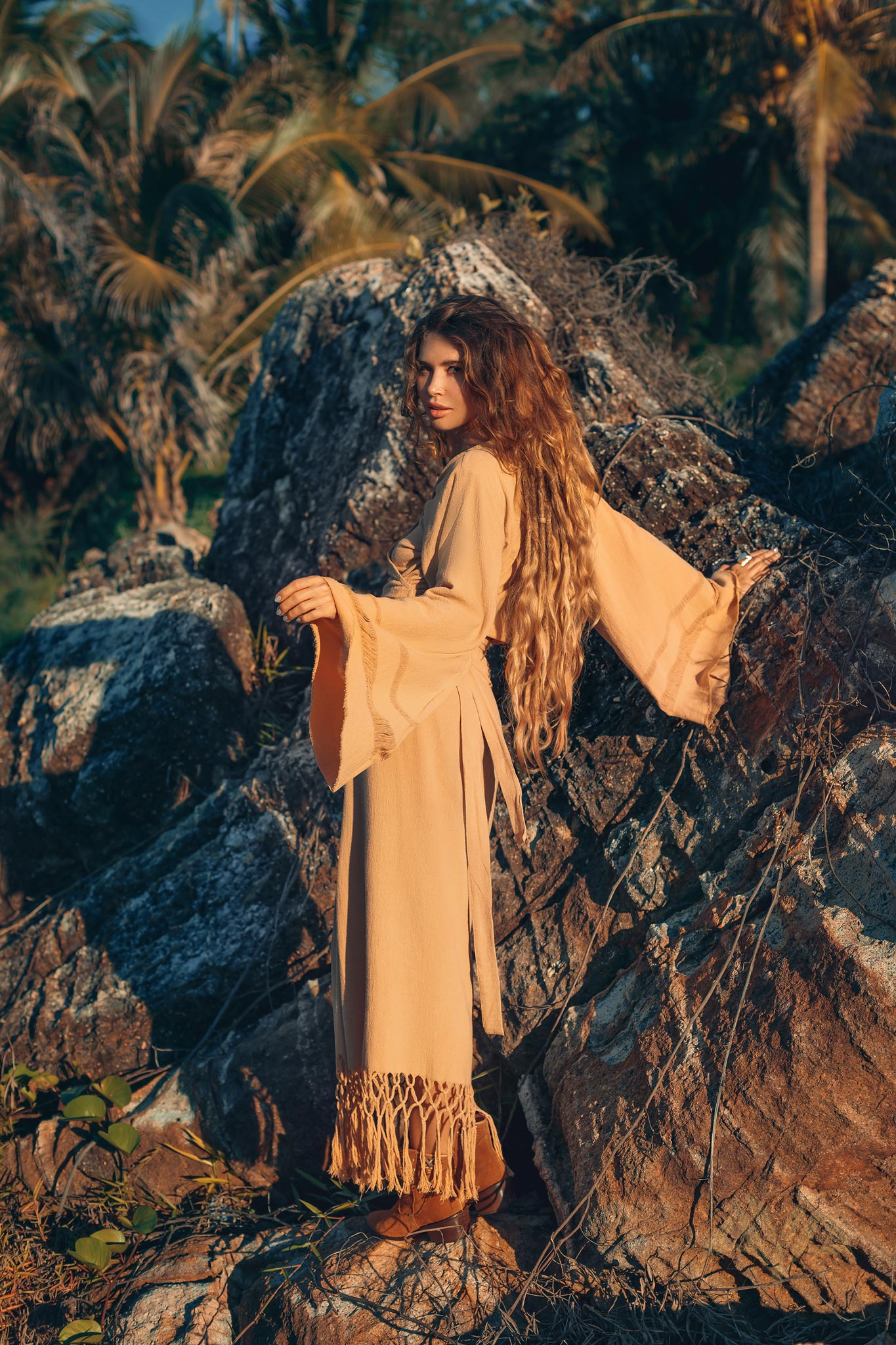 Yellow Boho Wrap Top • Organic Wide Sleeve Bohemian Wrap Blouse - AYA SW IDR