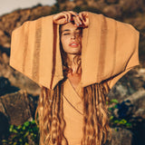 Yellow Boho Wrap Top • Organic Wide Sleeve Bohemian Wrap Blouse - AYA SW IDR