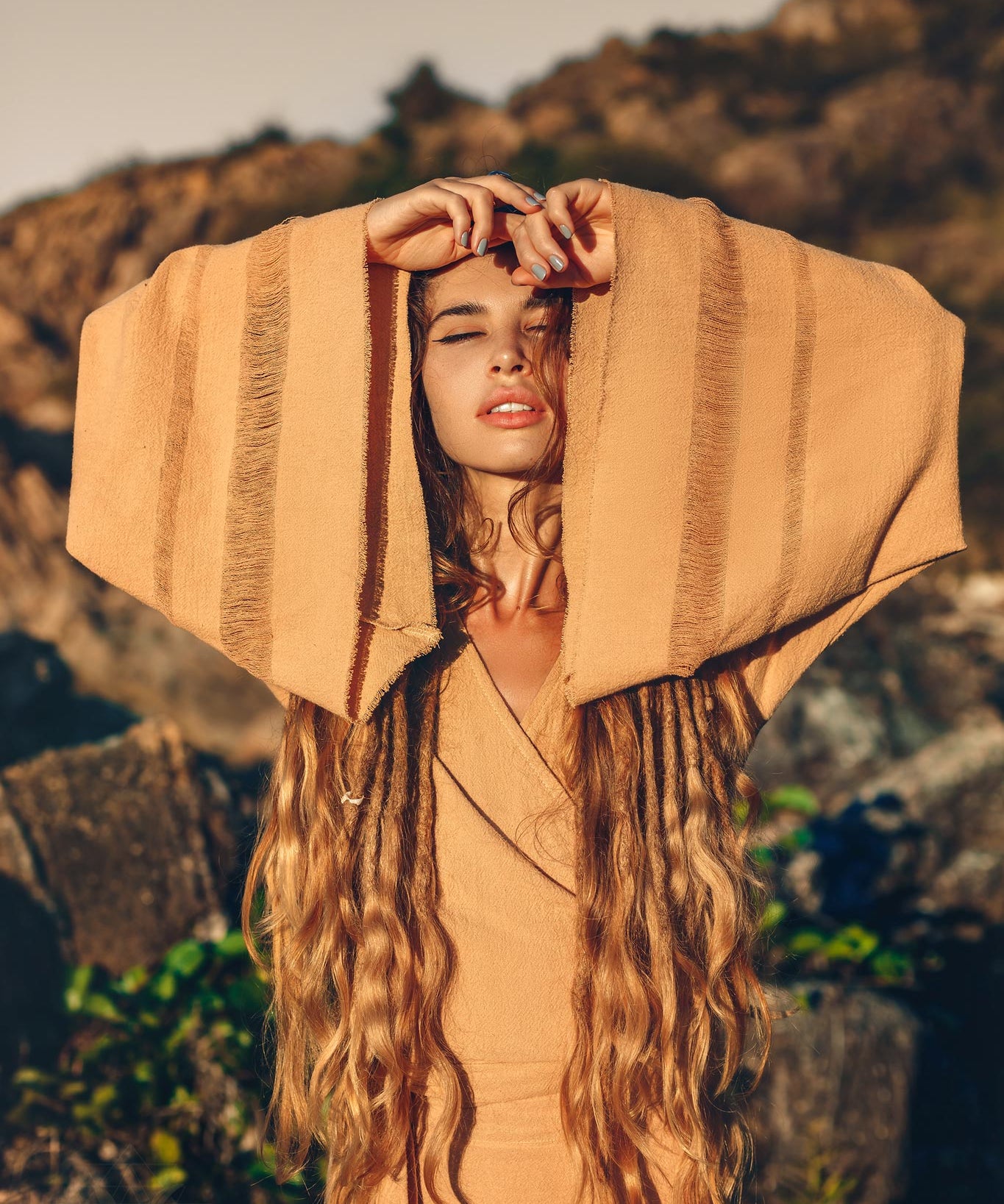 Yellow Boho Wrap Top • Organic Wide Sleeve Bohemian Wrap Blouse - AYA SW IDR