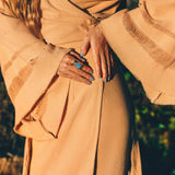 Yellow Boho Wrap Top • Organic Wide Sleeve Bohemian Wrap Blouse - AYA SW IDR