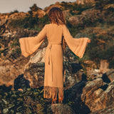 Yellow Boho Wrap Top • Organic Wide Sleeve Bohemian Wrap Blouse - AYA SW IDR
