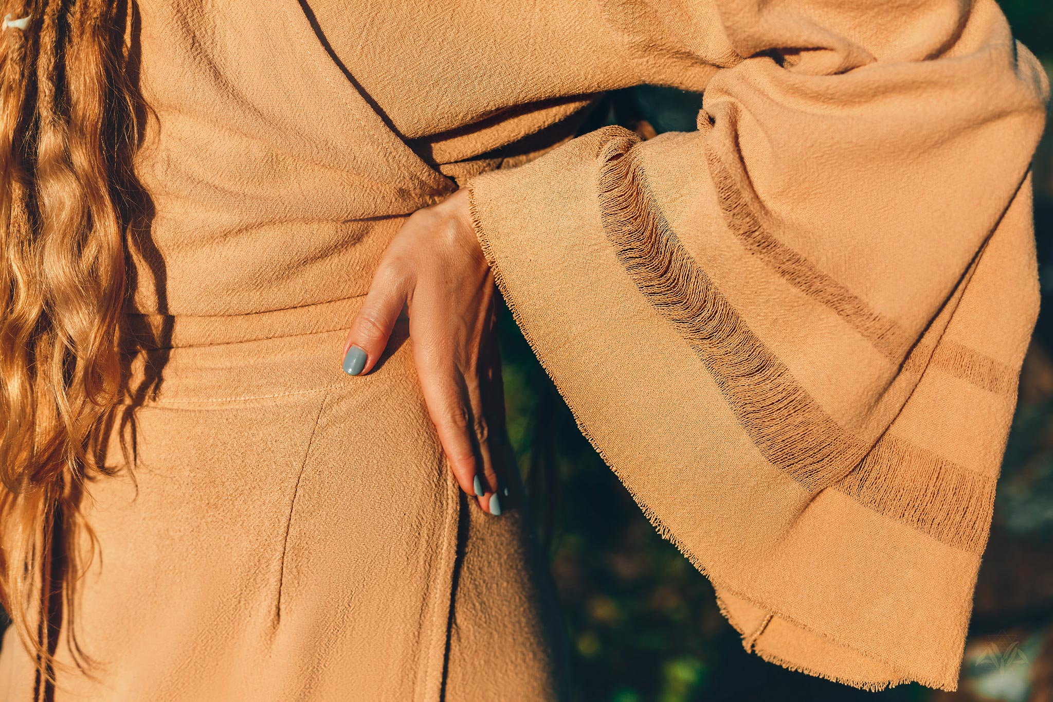 Yellow Boho Wrap Top • Organic Wide Sleeve Bohemian Wrap Blouse - AYA SW IDR