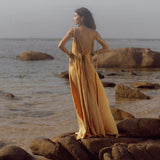 Yellow Gold Greek Goddess Prom Boho Dress - AYA SW IDR