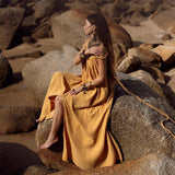 Yellow Gold Greek Goddess Prom Boho Dress - AYA SW IDR